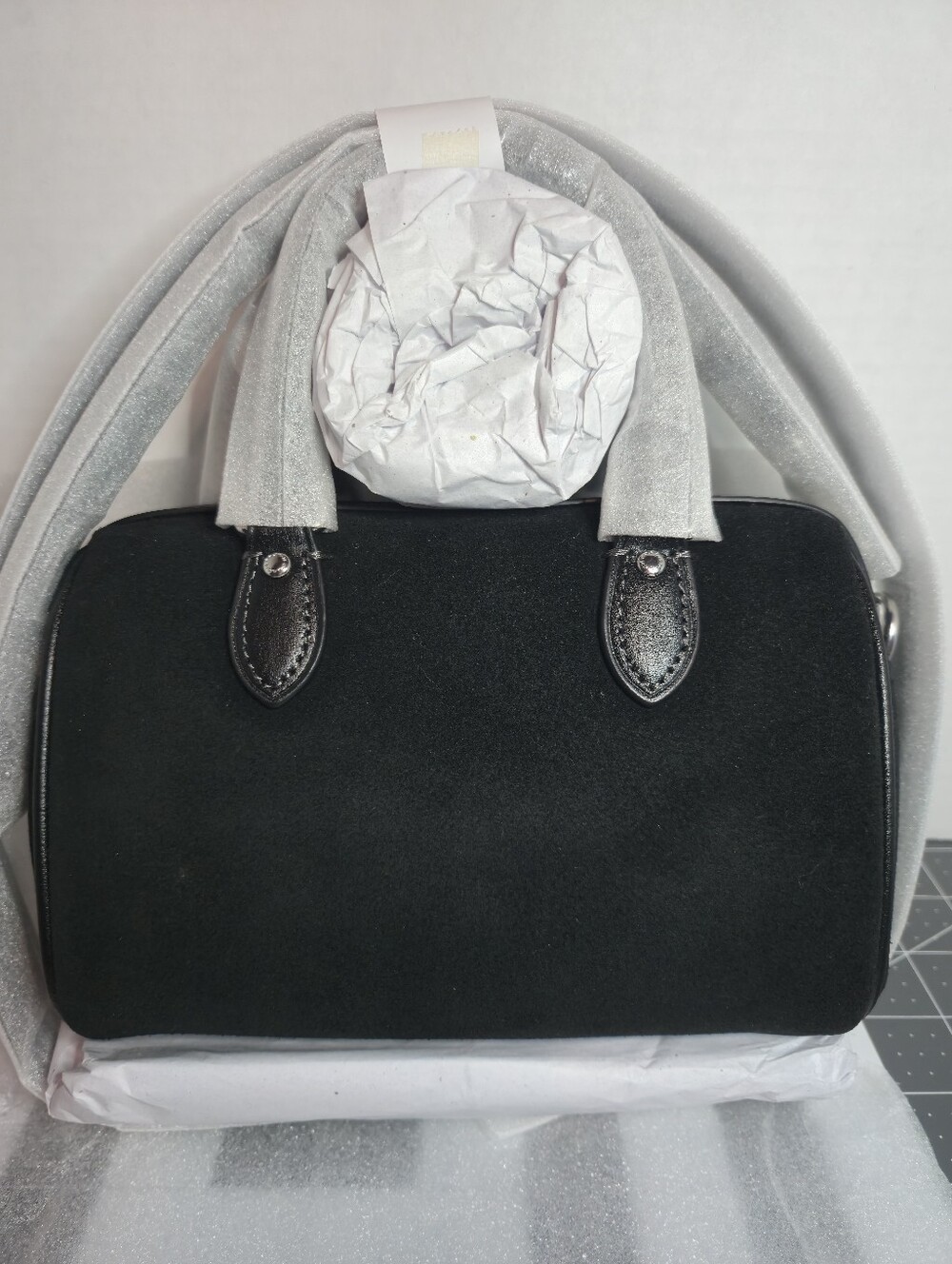 Coach Black Suede Mini Rowan With Cherry Charm - Picture 2 of 5